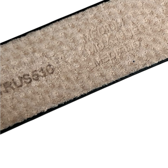 Vintage Liz Claiborne Genuine Leather Thin Black Belt Jeweled Buckle Boho Glam - Picture 3 of 5